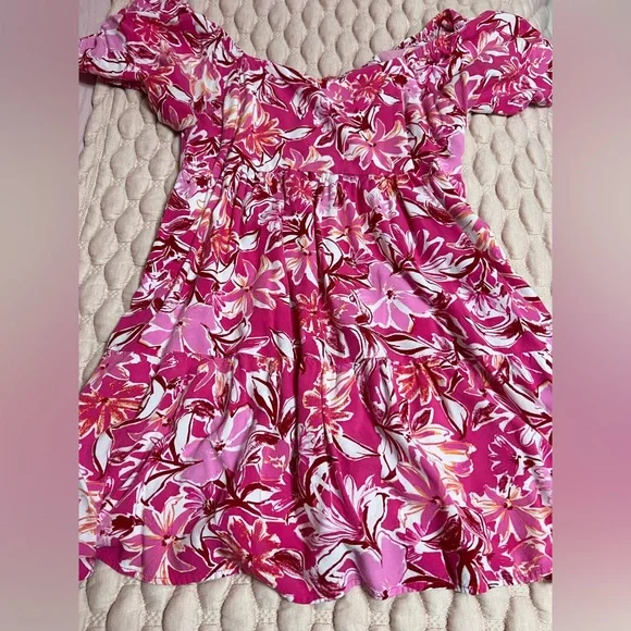 hot pink hawaiian print babydoll dress - Picture 4 of 8